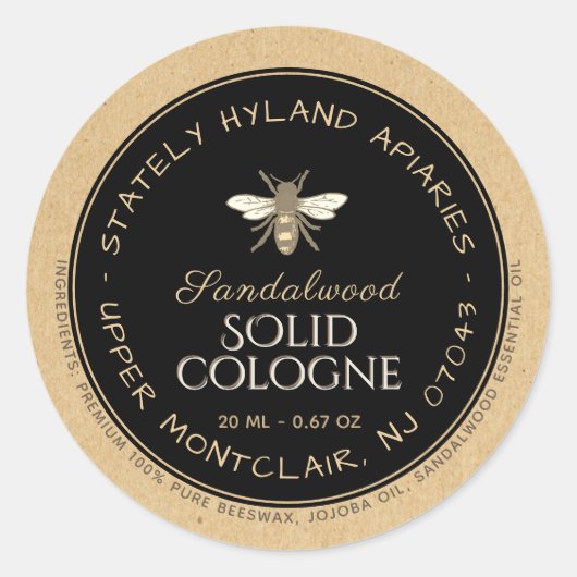 Étiquette de produit à la cire d'abeille manuscrit (Devant)