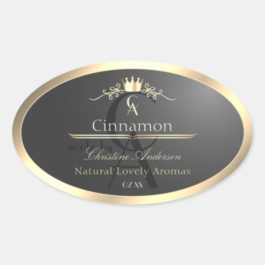 Étiquette de produit à monogramme avec bordure dor (Devant)