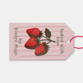 Étiquette de produit à rayures de fraises roses te (Devant (Horizontal))