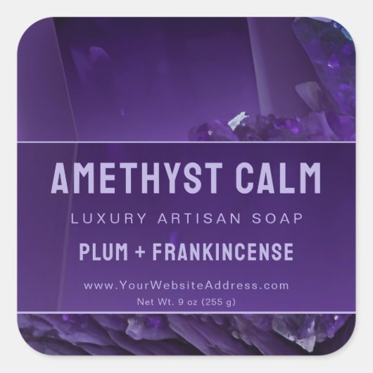 Étiquette de Produit Artisanal de Luxe Améthyste V (Devant)