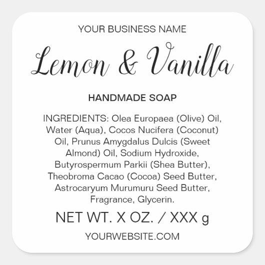 Étiquette de produit artisanal Soap ou Skincare (Devant)