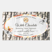 Étiquette de produit avec logo Rose en bois blanc (Devant)