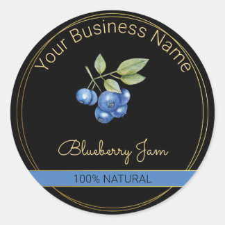 Étiquette de produit Black & Gold Blueberry Jam