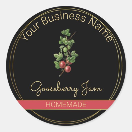 Étiquette de produit Black & Gold Gooseberry Jam (Devant)