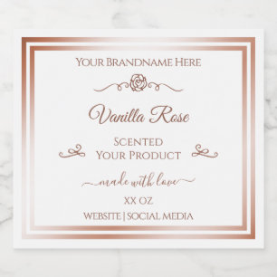 Étiquette de produit blanc Cadre Rose Gold Fleur V