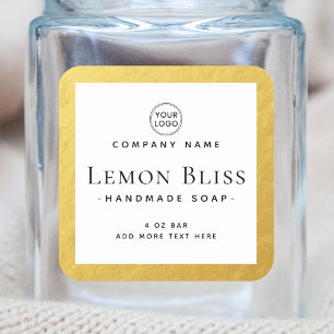 étiquette de produit blanc carré fausse bordure or