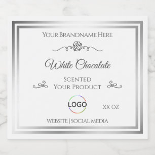 Étiquette de produit blanc chic avec logo