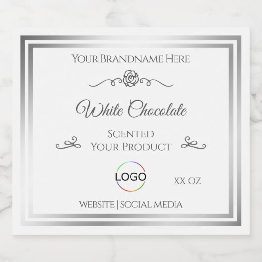 Étiquette de produit blanc chic avec logo (Étiquettes simples)