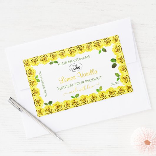 Étiquette de produit blanc jaune Roses de floraiso (Enveloppe)