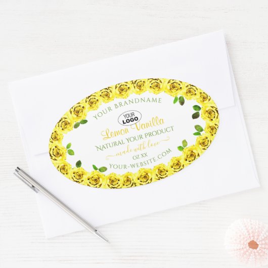 Étiquette de produit blanc jaune Roses de floraiso (Enveloppe)