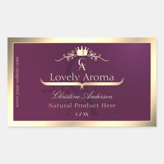 Étiquette de produit Bourgogne avec Monogramme de  (Devant)