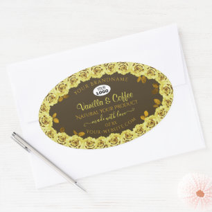 Étiquette de produit Brown Roses jaunes en fleur a