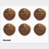 Étiquette de produit Brun Doré Cadre Rosé Monogram (Feuille)