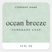 Étiquette de produit carré à texture verte douce (Devant)