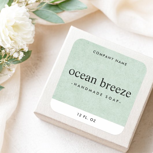 Étiquette de produit carré à texture verte douce