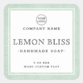 Étiquette de produit carré à texture verte pâle (Devant)