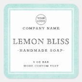 Étiquette de produit carré bleu clair aqua (Devant)