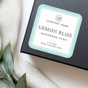 Étiquette de produit carré bleu clair aqua