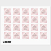 étiquette de produit carré en satin rose blanc (Feuille)