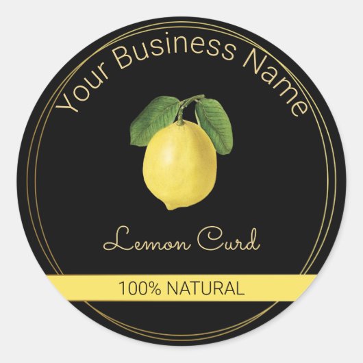 Étiquette de produit citron noir et or (Devant)