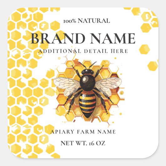Étiquette de produit d'abeille à miel (Devant)