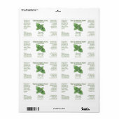 Étiquette de produit de bain et de corps - menthe  (Feuille entière)