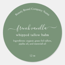 Étiquette de produit de beauté minimaliste vert sa