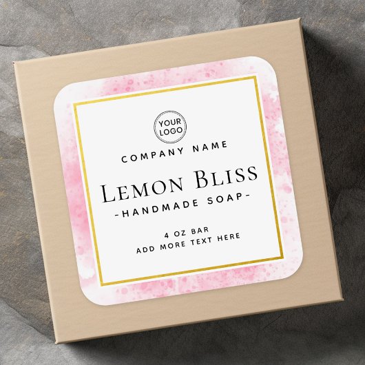 Étiquette de produit de bordure d'eau rose faux or