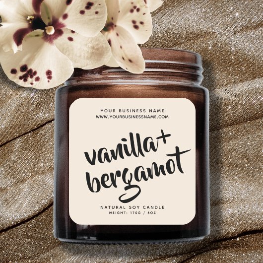 Étiquette de produit de bougie beige moderne