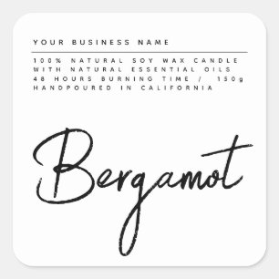 Étiquette de produit de bougie blanche en script s