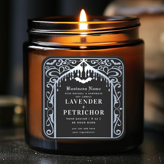 Étiquette de produit de bougie de vampire noir arg