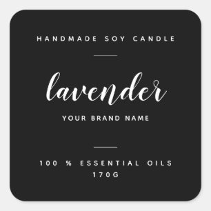 Étiquette de produit de bougie d'emballage noir pe