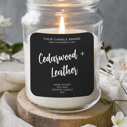 Étiquette de produit de bougie moderne noire minim