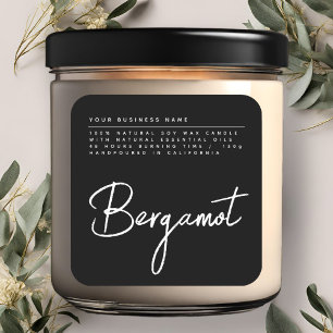 Étiquette de produit de bougie noire en script sim