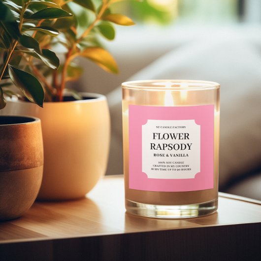 Étiquette de produit de bougie rose moderne