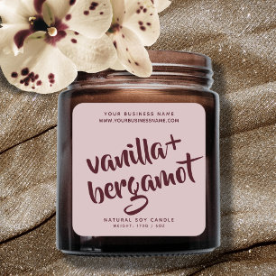 Étiquette de produit de bougie rose rouge moderne