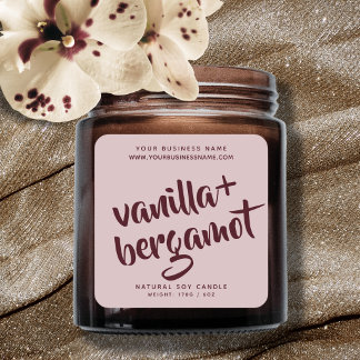 Étiquette de produit de bougie rose rouge moderne