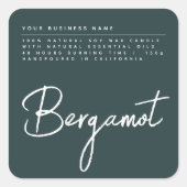 Étiquette de produit de bougie verte à script simp (Devant)