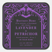 Étiquette de produit de bougie violet noir gothiqu (Devant)