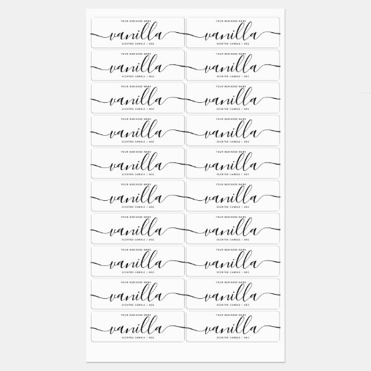 Étiquette de produit de chandelle à script blanc m (Feuille)