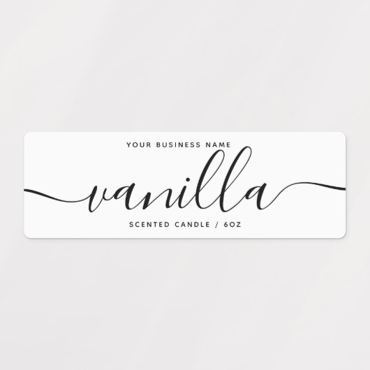 Étiquette de produit de chandelle à script blanc m (Design 1)