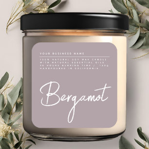 Étiquette de produit de chandelle lilas en script