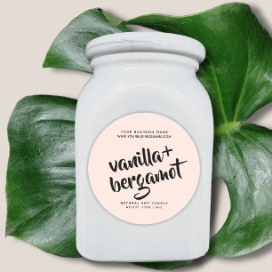 Étiquette de produit de chandelle rose vif moderne