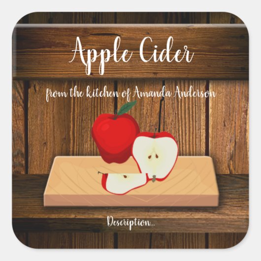 Étiquette de produit de cidre de pomme Sq (Devant)