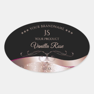 Étiquette de produit de décoration or Rose Wavy