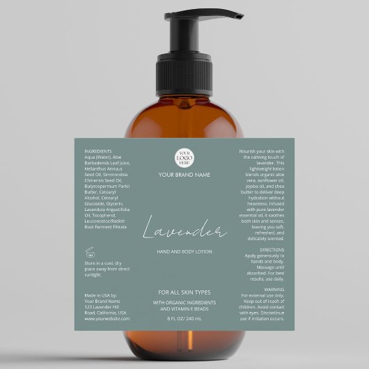 Étiquette de produit de flacon de soins de peau av