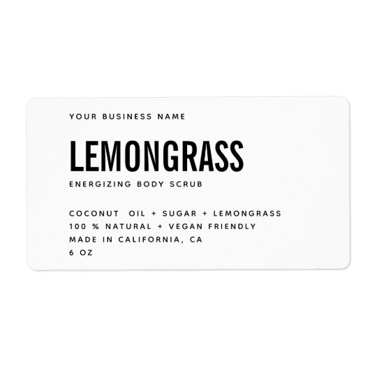 Étiquette de produit de gommage du corps blanc mod (Devant)