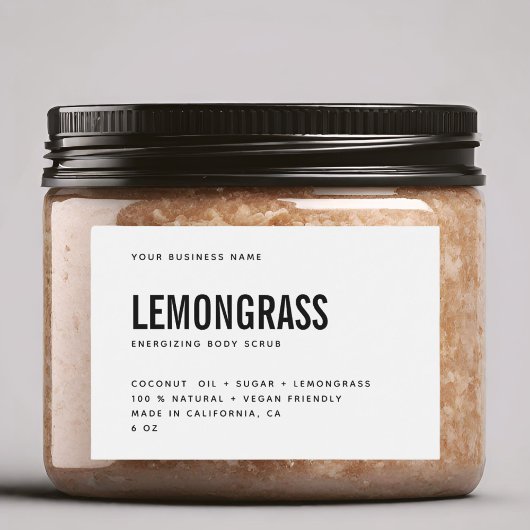 Étiquette de produit de gommage du corps blanc mod