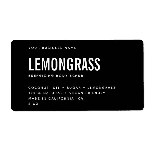 Étiquette de produit de gommage noir blanc moderne (Devant)