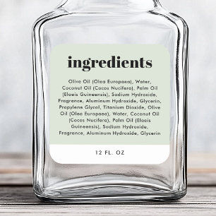 Étiquette de produit de la liste d'ingrédients ver